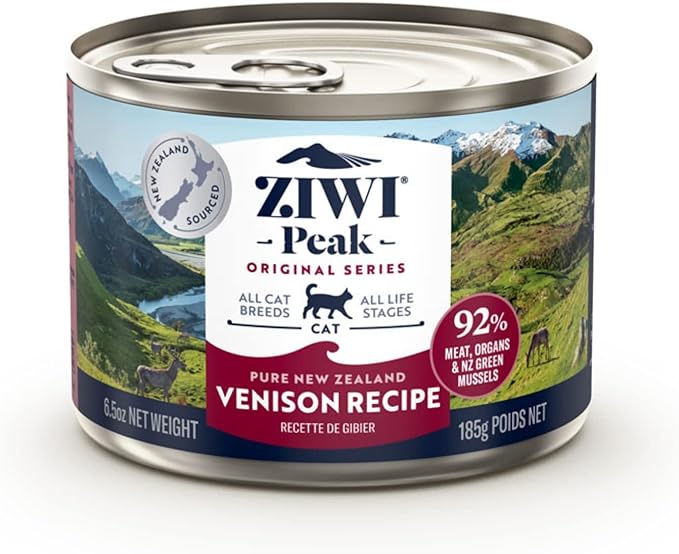 ZIWI Peak Canned Wet Cat Food – All Natural, High Protein, Grain Free, Limited Ingredient, with Superfoods (Venison, Case of 12, 6.5oz Cans)