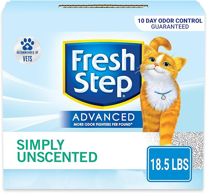 Fresh Step Advanced Unscented Clumping Cat Litter, 18.5 lbs, Low Dust, Activated Charcoal